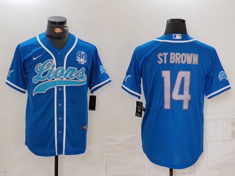 Men Detroit Lions 14 St brown Blue Second generation joint name 2024 Nike Limited NFL Jersey style 2
